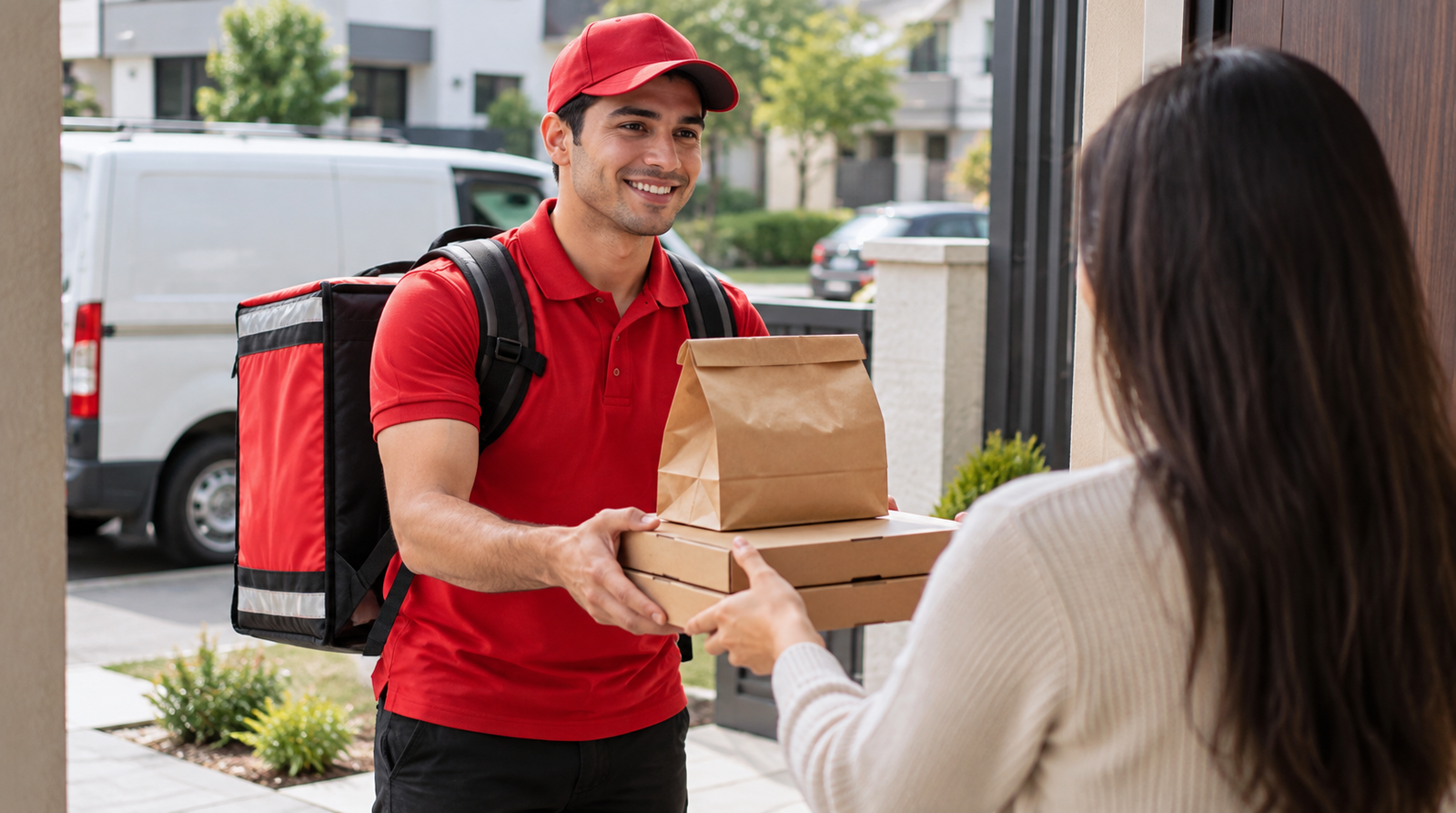 Delivery worker delivering an order
